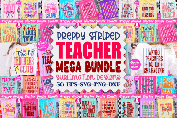 Download Preppy Striped Teacher PNG Bundle School - School Collection