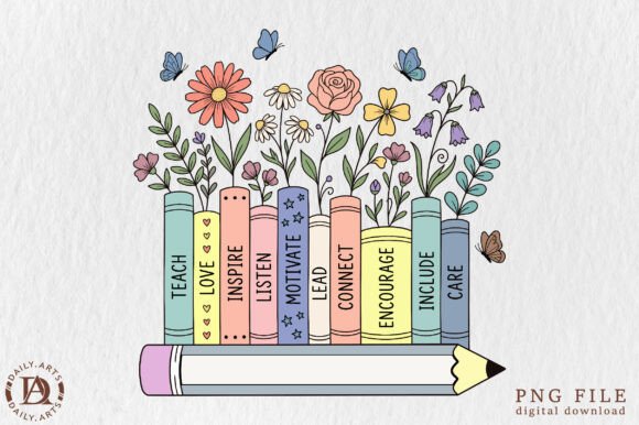 Download Floral School Books PNG - School Collection